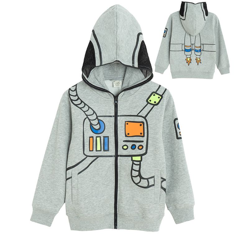 Cool Club, Hanorac cu gluga pentru baieti, cu fermoar, gri