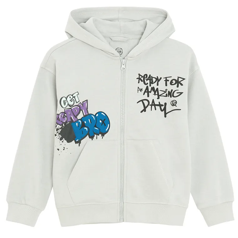 Cool Club, Hanorac cu gluga pentru baieti, cu fermoar, gri