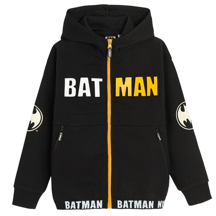 Cool Club, Hanorac cu gluga pentru baieti, cu fermoar, negru, imprimeu Batman