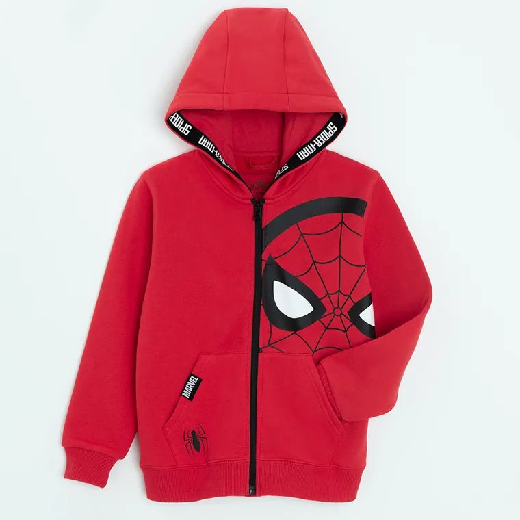 Cool Club, Hanorac cu gluga pentru baieti, cu fermoar, rosu, imprimeu Spider-Man