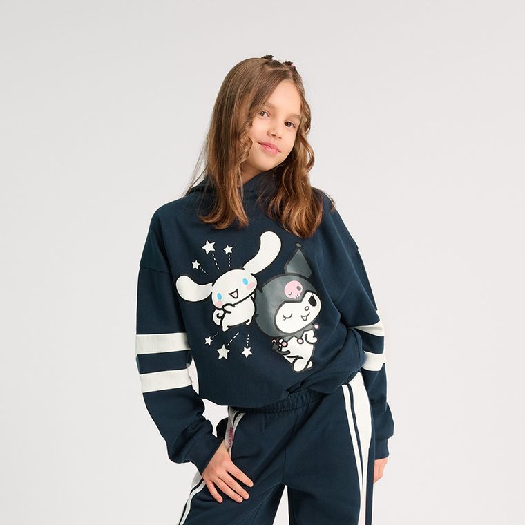 Cool Club, Hanorac cu gluga pentru fete, calduros, bleumarin, imprimeu Hello Kitty and Friends