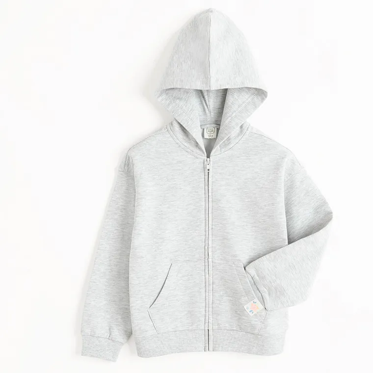 Cool Club, Hanorac cu gluga pentru fete, cu fermoar, cu fermoar, gri melanj