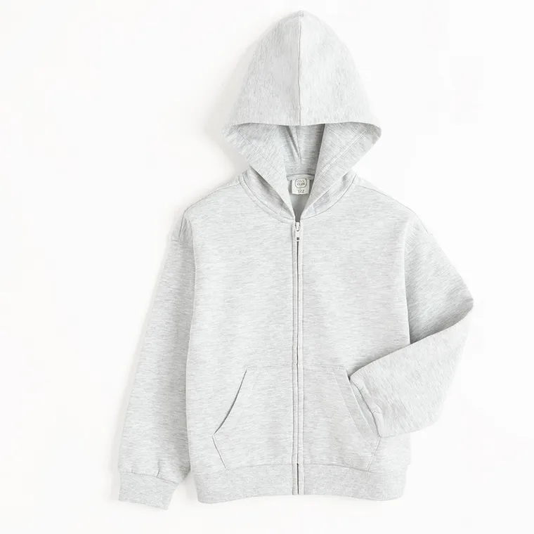 Cool Club, Hanorac cu gluga pentru fete, cu fermoar, cu fermoar, gri melanj