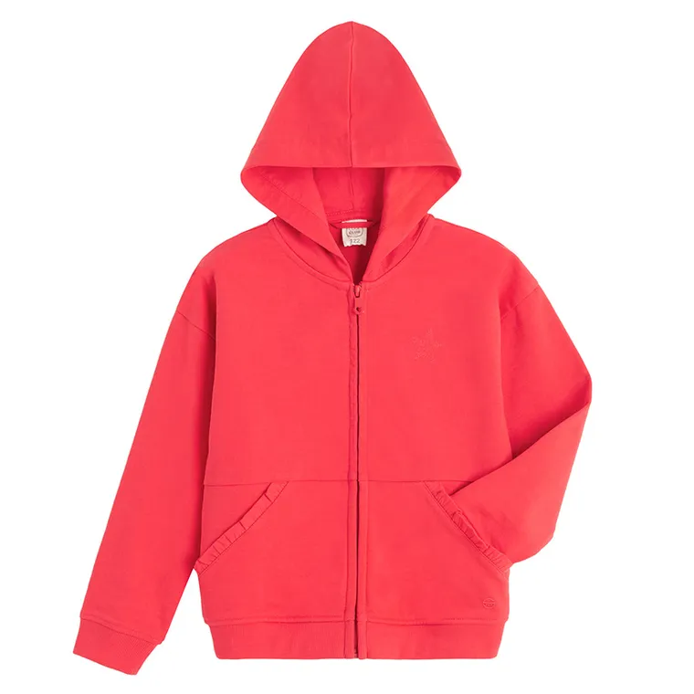 Cool Club, Hanorac cu gluga pentru fete, cu fermoar, rosu