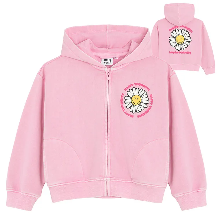 Cool Club, Hanorac cu gluga pentru fete, cu fermoar, roz, imprimeu SmileWorld
