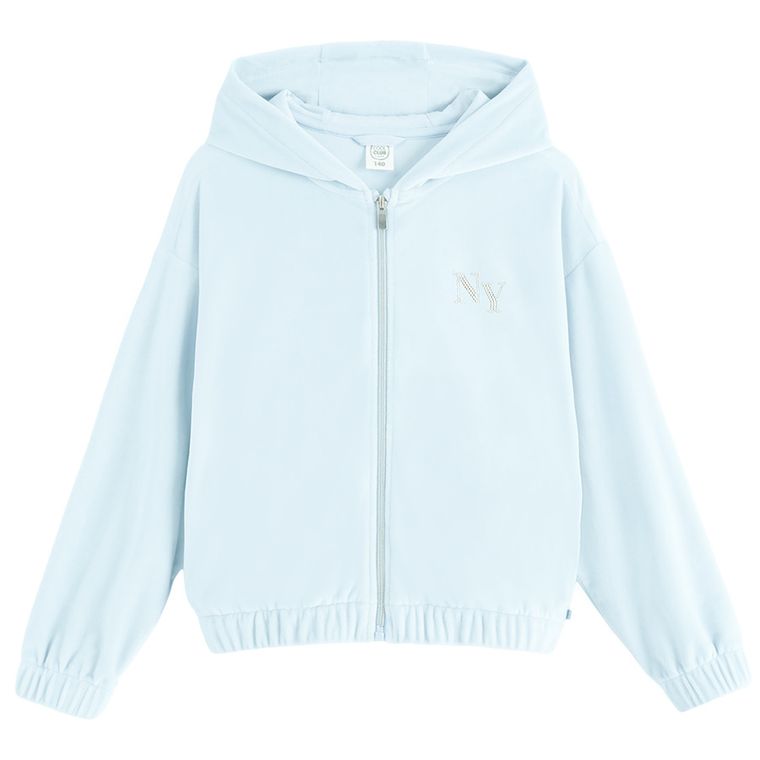 Cool Club, Hanorac cu gluga pentru fete, cu fermoar, velur, albastru