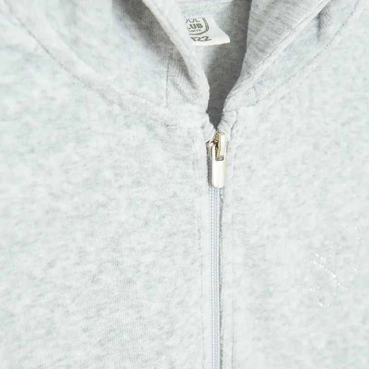 Cool Club, Hanorac cu gluga pentru fete, cu fermoar, velur, gri