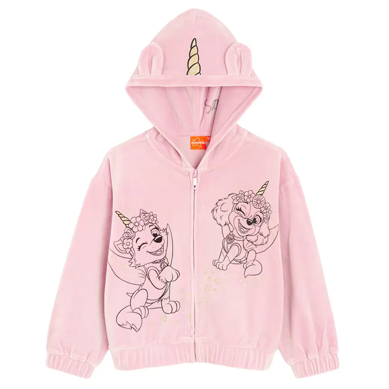 Cool Club, Hanorac cu gluga pentru fete, cu fermoar, velur, roz, imprimeu Paw Patrol