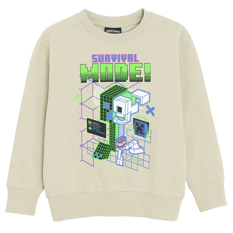 Cool Club, Hanorac pentru baieti, bej, imprimeu Minecraft