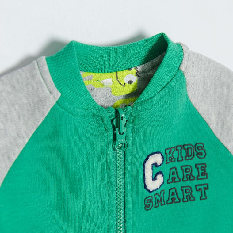 Cool Club, Hanorac pentru baieti, cu fermoar, cu doua fete, verde