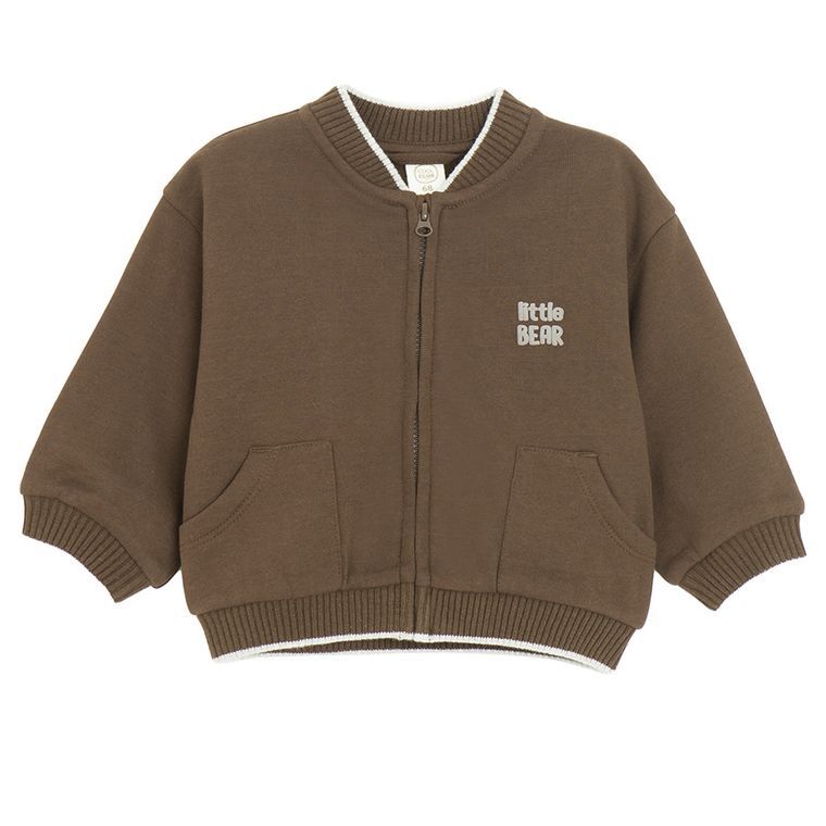 Cool Club, Hanorac pentru baieti, cu fermoar, maro