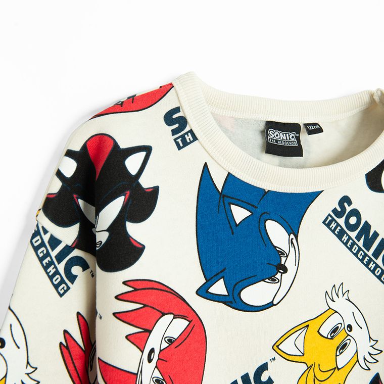 Cool Club, Hanorac pentru baieti, ecru, imprimeu Sonic the Hedgehog