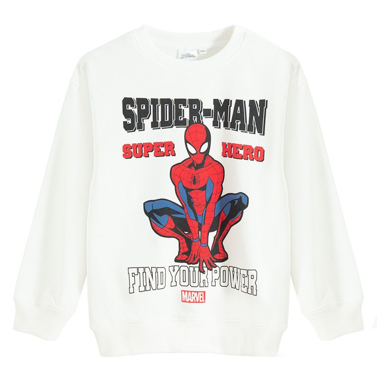 Cool Club, Hanorac pentru baieti, subtire, alb, imprimeu Spider-Man