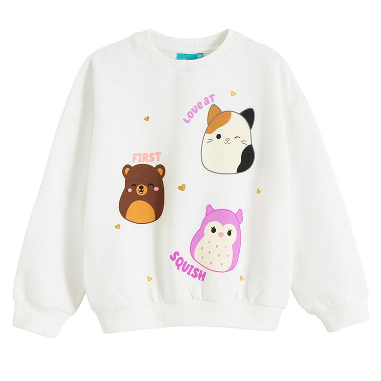 Cool Club, Hanorac pentru fete, alb, imprimeu Squishmallows