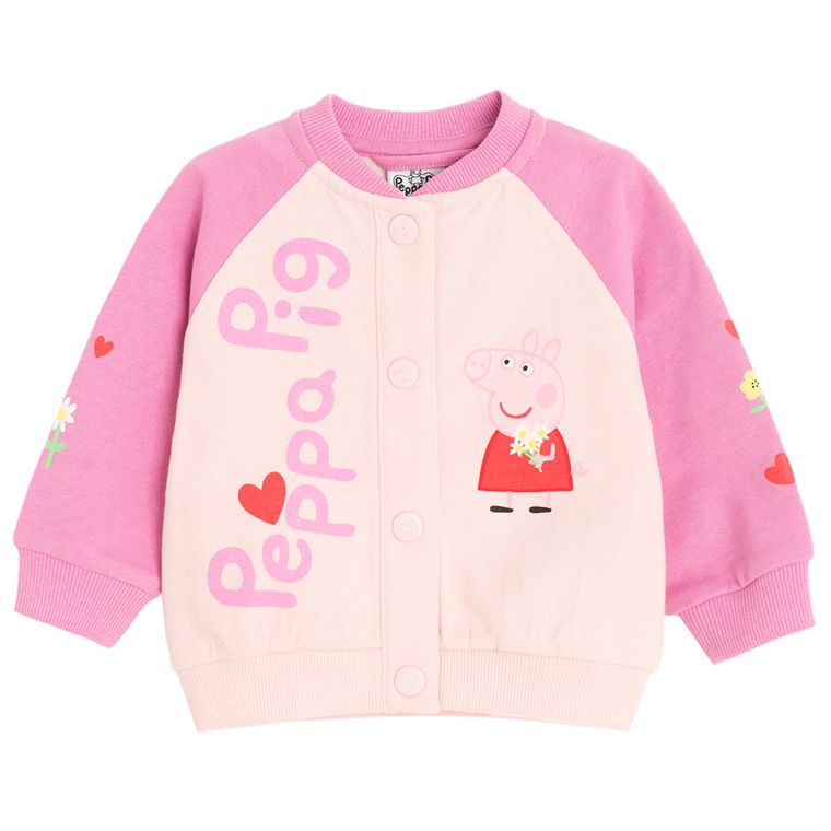 Cool Club, Hanorac pentru fete, cu capse, roz, imprimeu Peppa Pig