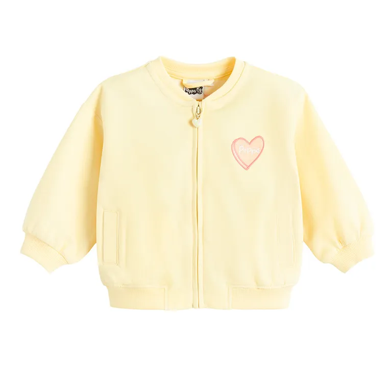Cool Club, Hanorac pentru fete, cu fermoar, galben, imprimeu Peppa Pig