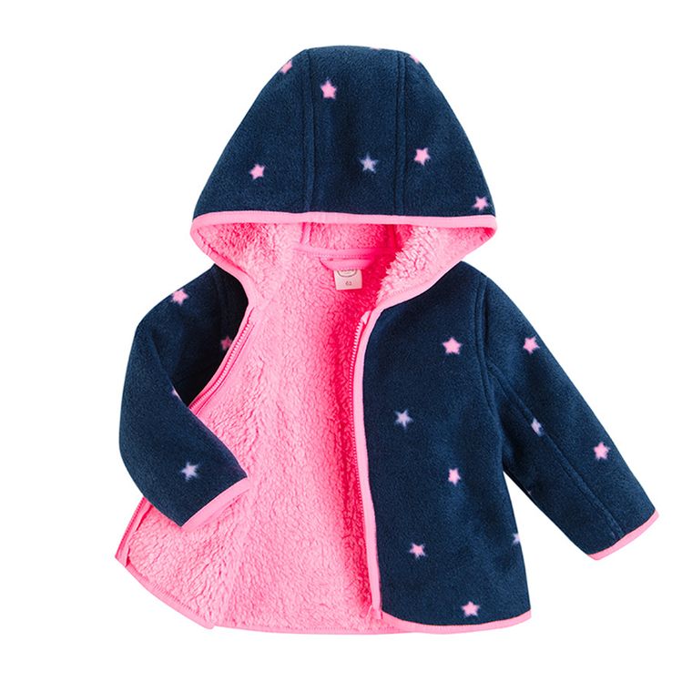 Cool Club, Hanorac polar cu gluga pentru fete, cu fermoar, bleumarin, stele