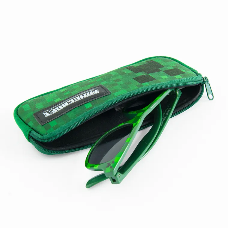 Cool Club, Ochelari de soare pentru baieti, Cutie de ochelari, verde, imprimeu Minecraft