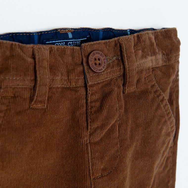 Cool Club, Pantaloni din material textil pentru baieti, reiata, maro
