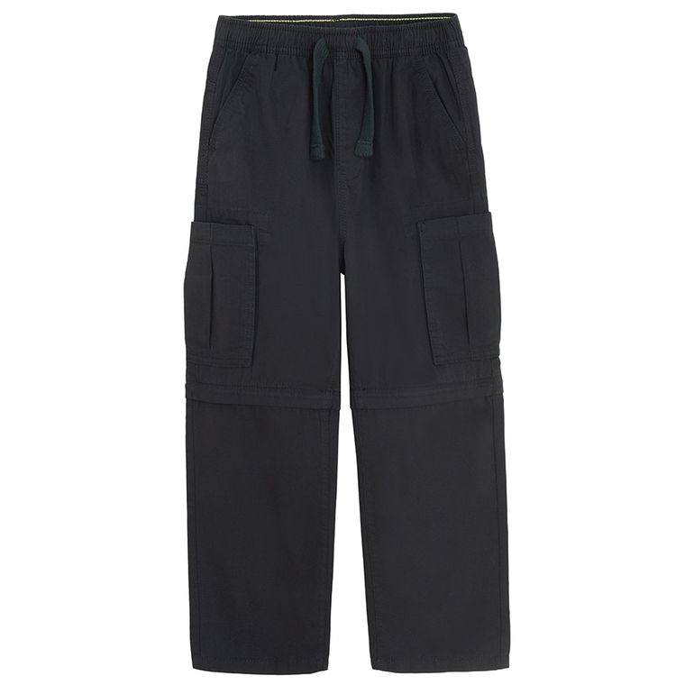 Cool Club, Pantaloni din material textil pentru baieti, wide leg, picioare detasabile, negru