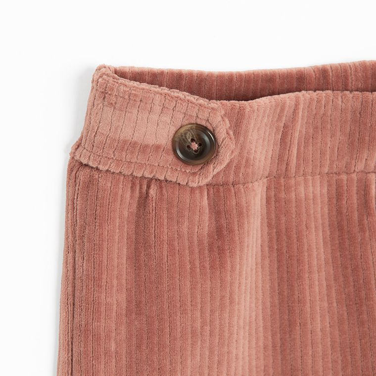 Cool Club, Pantaloni din material textil pentru fete, flare, din tricot striat, velur, maro