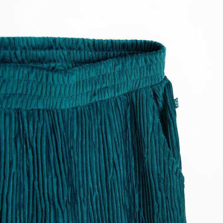 Cool Club, Pantaloni din material textil pentru fete, velur, din tricot striat, turcoaz