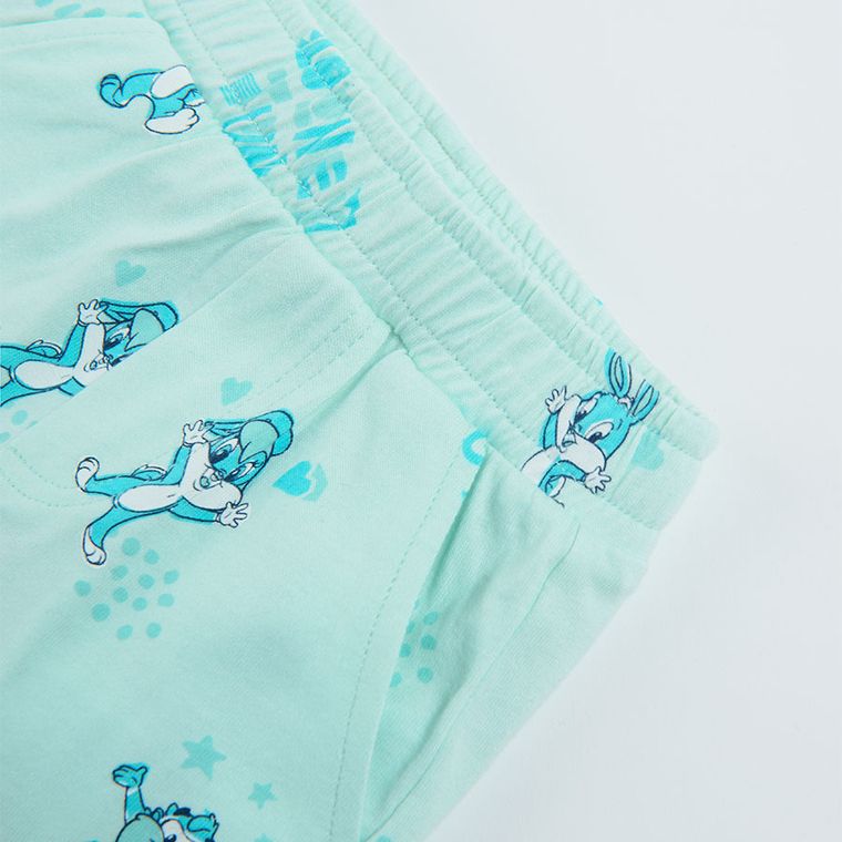 Cool Club, Pantaloni scurti pentru baieti, turcoaz, imprimeu Looney Tunes