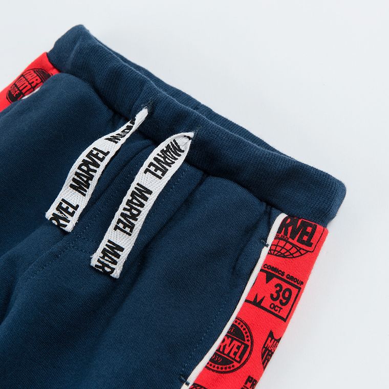 Cool Club, Pantaloni trening pentru baieti, bleumarin, imprimeu Marvel Super Heroes