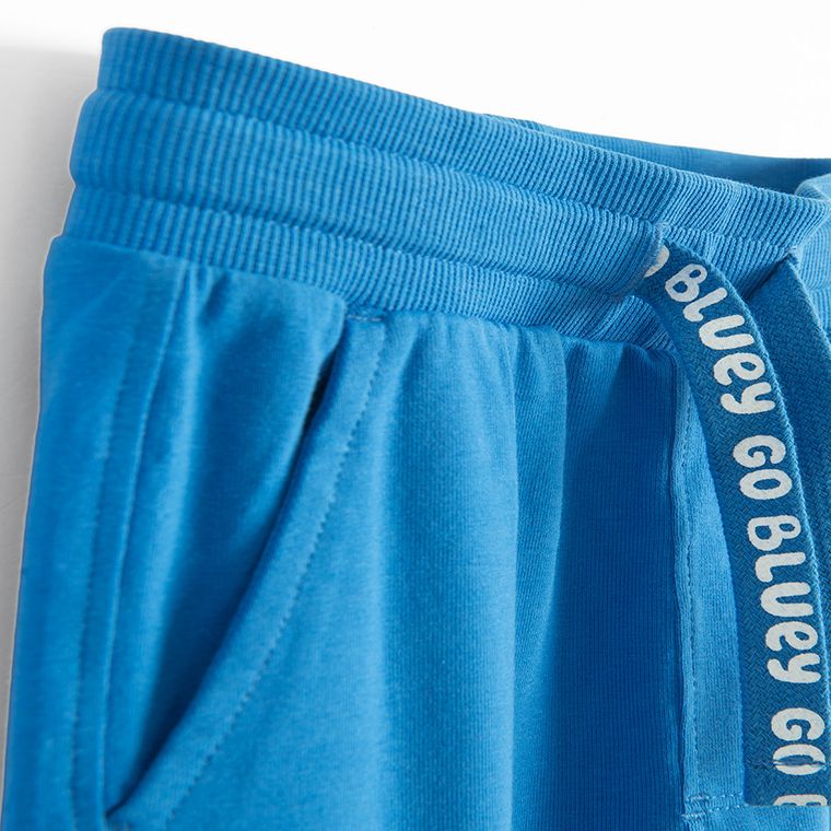 Cool Club, Pantaloni trening pentru baieti, bumbac organic, albastru, imprimeu Bluey