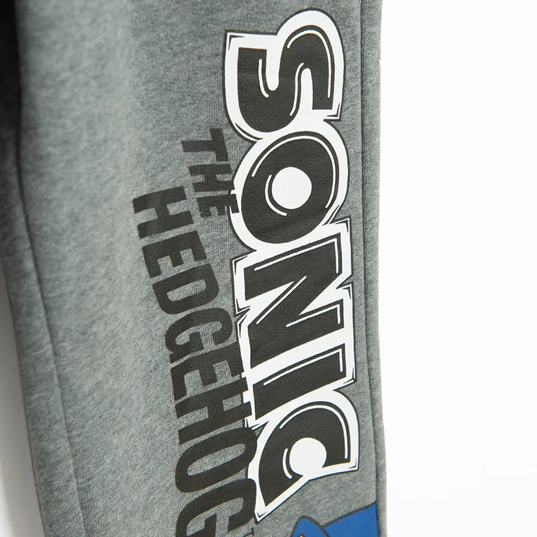 Cool Club, Pantaloni trening pentru baieti, gri, imprimeu Sonic the Hedgehog