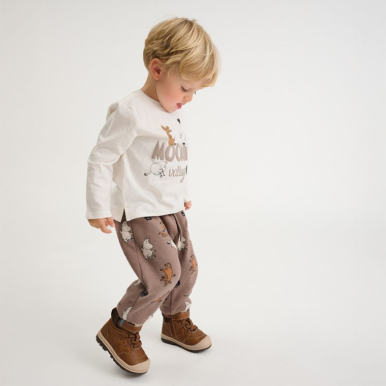 Cool Club, Pantaloni trening pentru baieti, maro, Imprimeu Moomins