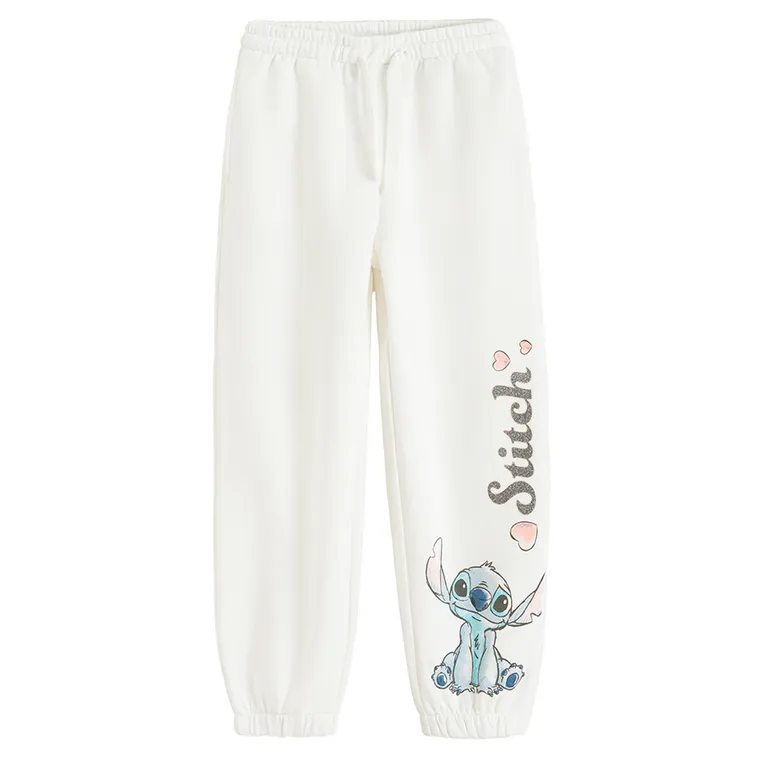 Cool Club, Pantaloni trening pentru fete, alb, imprimeu Lilo si Stitch