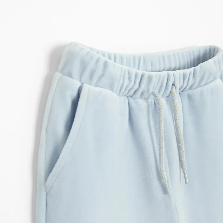 Cool Club, Pantaloni trening pentru fete, flare, velur, albastru