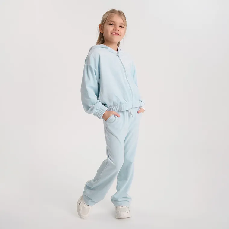 Cool Club, Pantaloni trening pentru fete, flare, velur, albastru