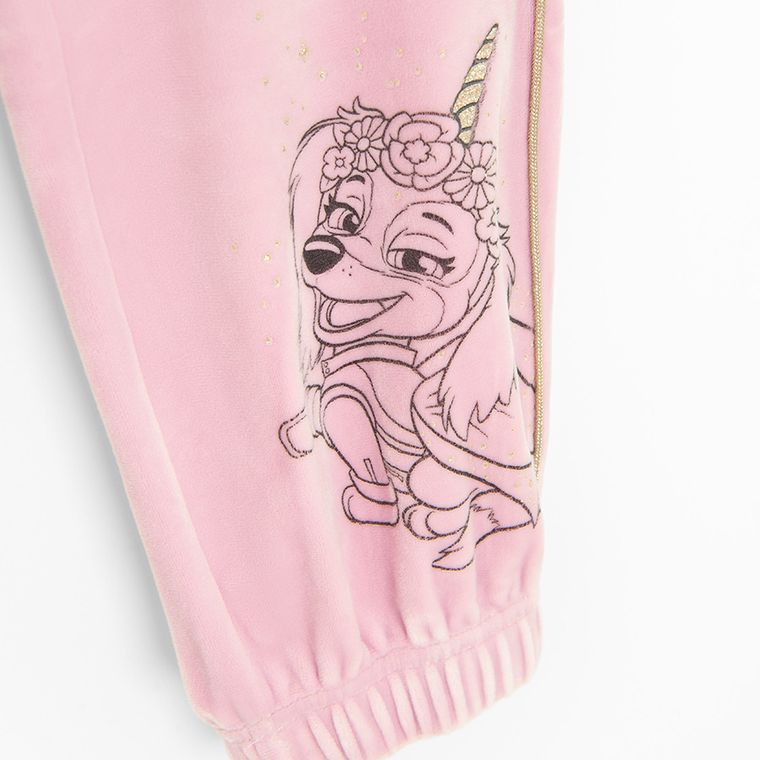 Cool Club, Pantaloni trening pentru fete, velur, roz,, imprimeu Paw Patrol