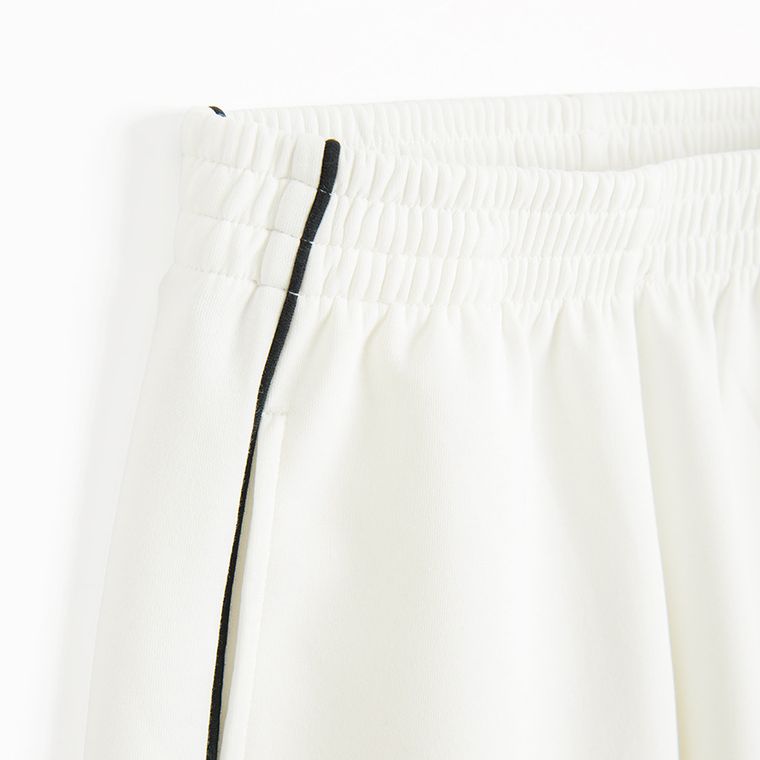 Cool Club, Pantaloni trening pentru fete, wide leg, alb