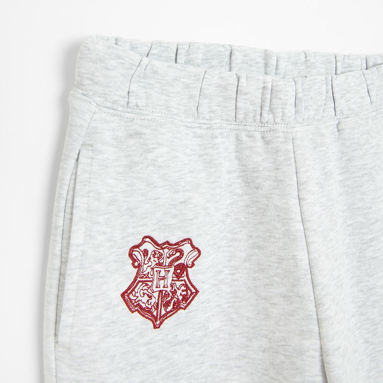 Cool Club, Pantaloni trening pentru fete, wide leg, gri, imprimeu Harry Potter