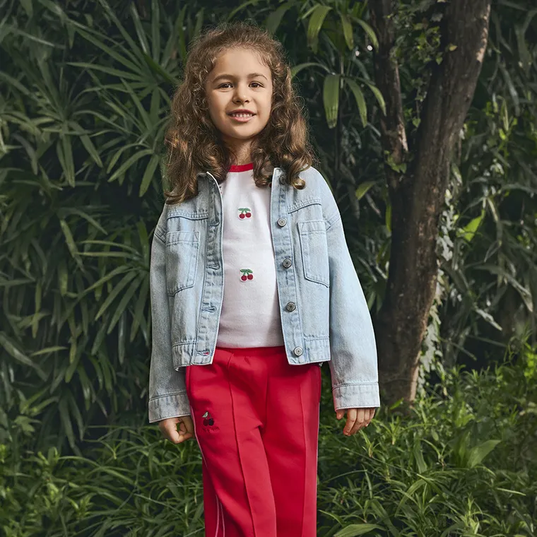 Cool Club, Pantaloni trening pentru fete, wide leg, rosu