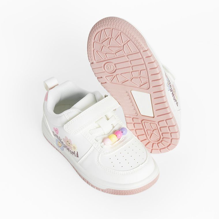 Cool Club, Pantofi sport pentru fete, alb, imprimeu SmileyWorld