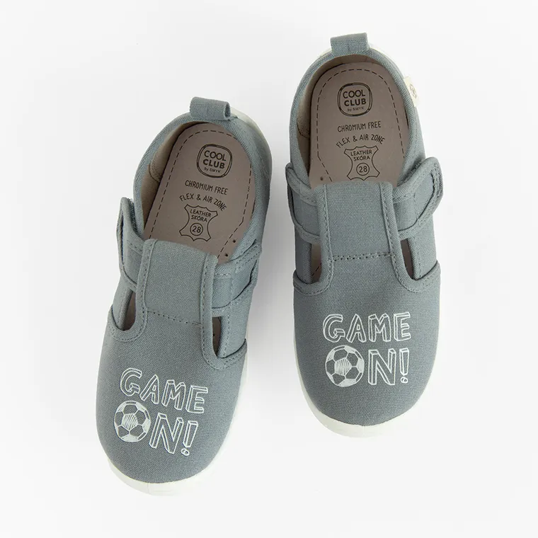 Cool Club, Papuci de casa pentru baieti, gri, brant din piele