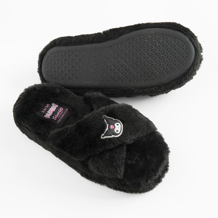 Cool Club, Papuci de casa pentru fete, negru, imprimeu Kuromi
