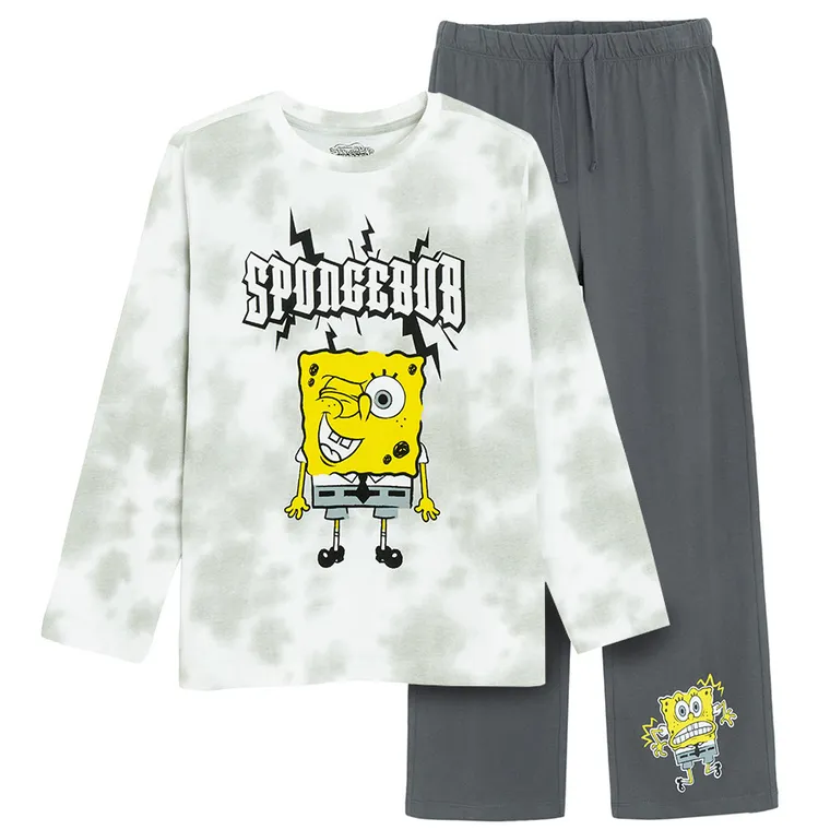 Cool Club, Pijama pentru baieti, gri, imprimeu SpongeBob