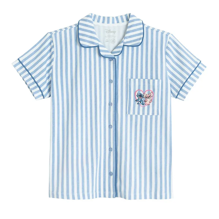 Cool Club, Pijama pentru fete, alb-albastru, imprimeu Lilo si Stitch