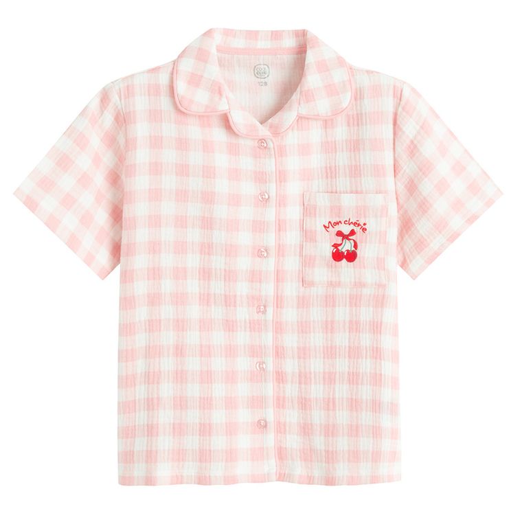 Cool Club, Pijama pentru fete, muselina, alb-roz