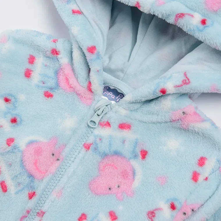Cool Club, Pijama-salopeta cu gluga pentru fete, albastru, imprimeu Peppa Pig
