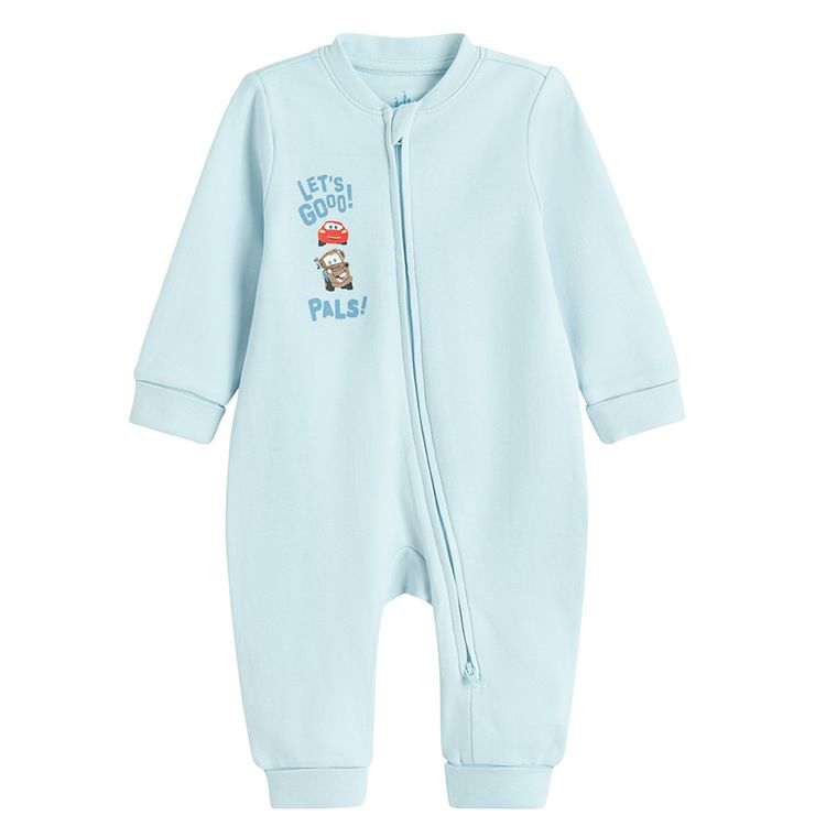 Cool Club, Pijama tip salopeta pentru baieti, albastru, imprimeu Cars, set, 2 buc.