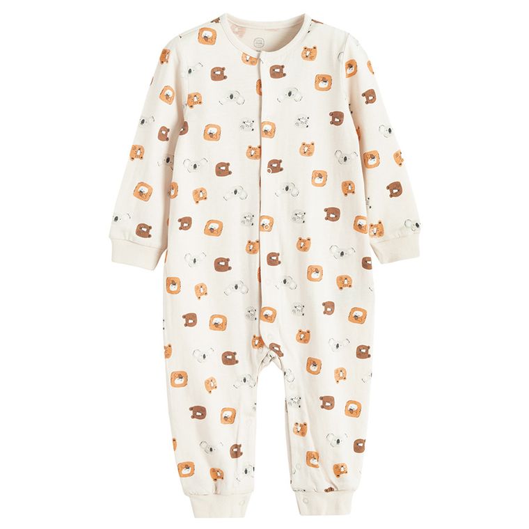 Cool Club, Pijama tip salopeta pentru baieti, bej, set, 2 buc.