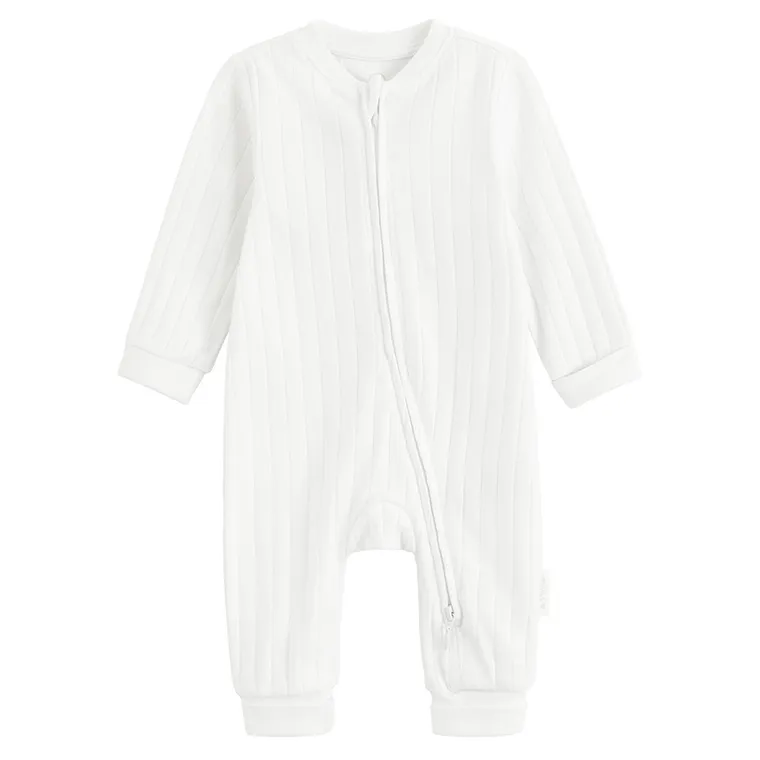 Cool Club, Pijama tip salopeta pentru bebelusi, bumbac organic, alb, set, 2 buc.