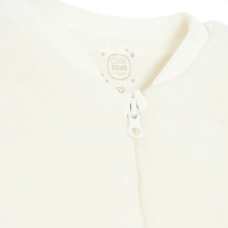 Cool Club, Pijama tip salopeta pentru bebelusi, calduroasa, ecru