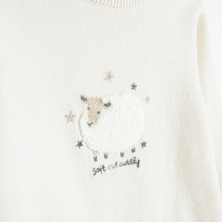 Cool Club, Pijama tip salopeta pentru bebelusi, din tricot, bej